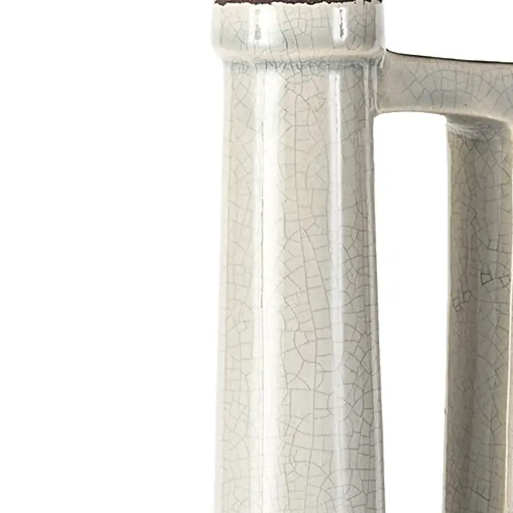 16" Gray and Off White Ceramic Tall Jug Vase