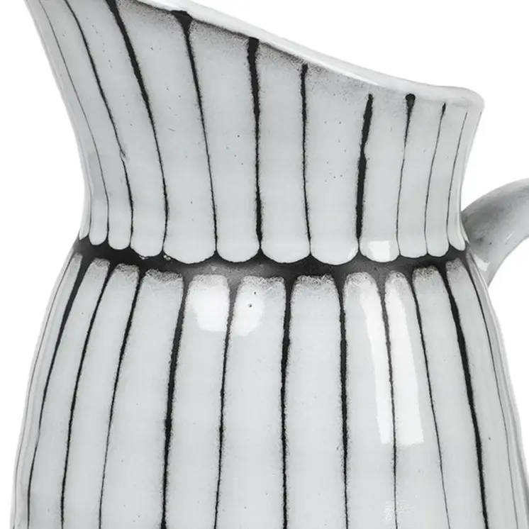 13" Black And White Cylinder Ceramic Urns Jars