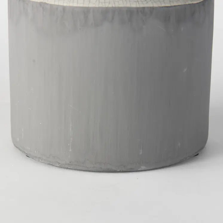 13" Gray And White Cylinder Ceramic Urns Jars