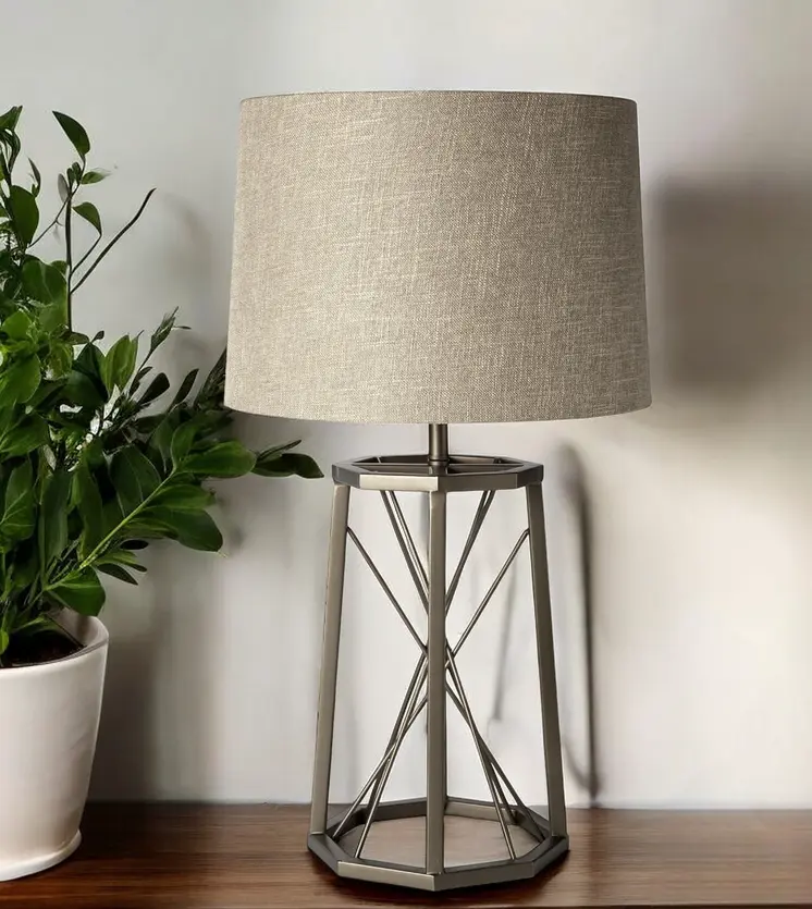 29" Bronze Lamp Base LED With Beige Shade