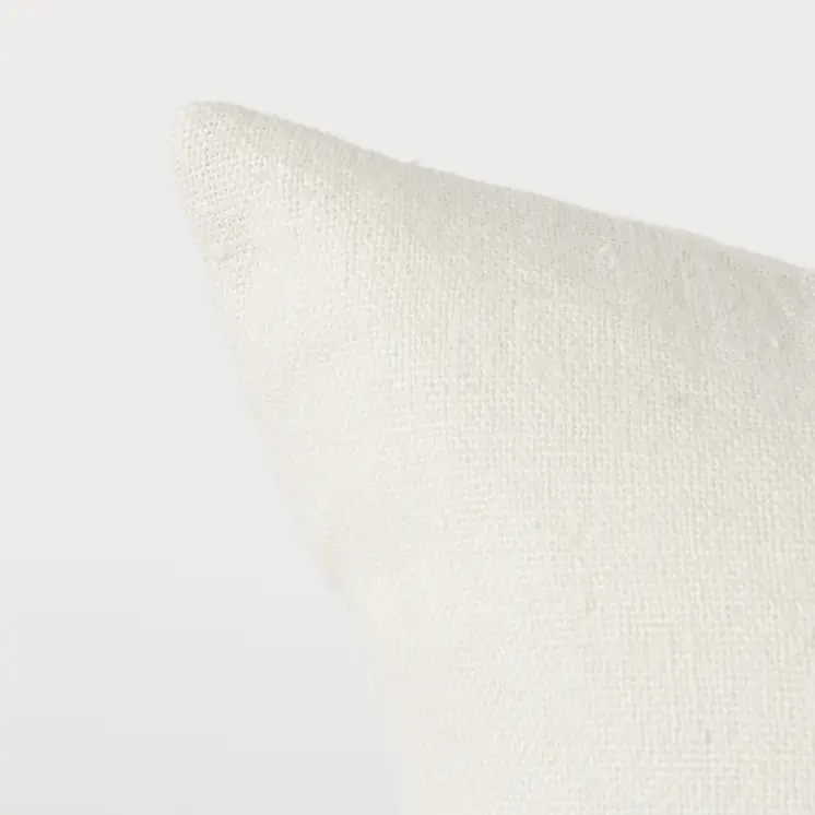 22" Beige and Blue Striped Linen Throw Pillow Cover