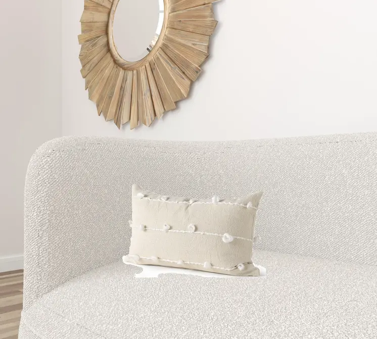 Clouds On Cream Canvas Lumbar Pillow Cover