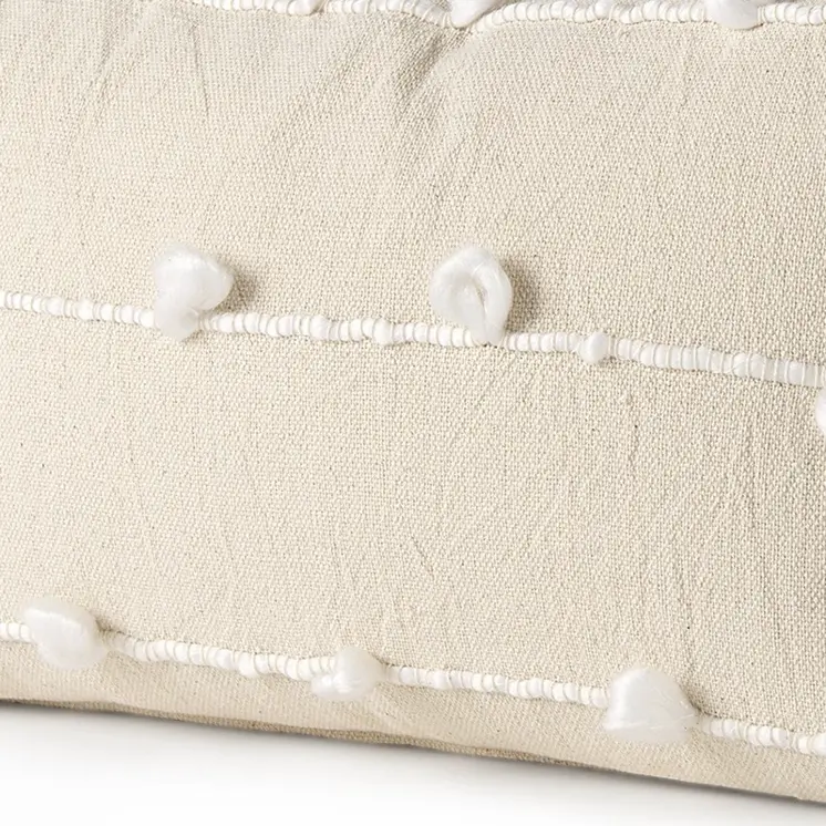 Clouds On Cream Canvas Lumbar Pillow Cover