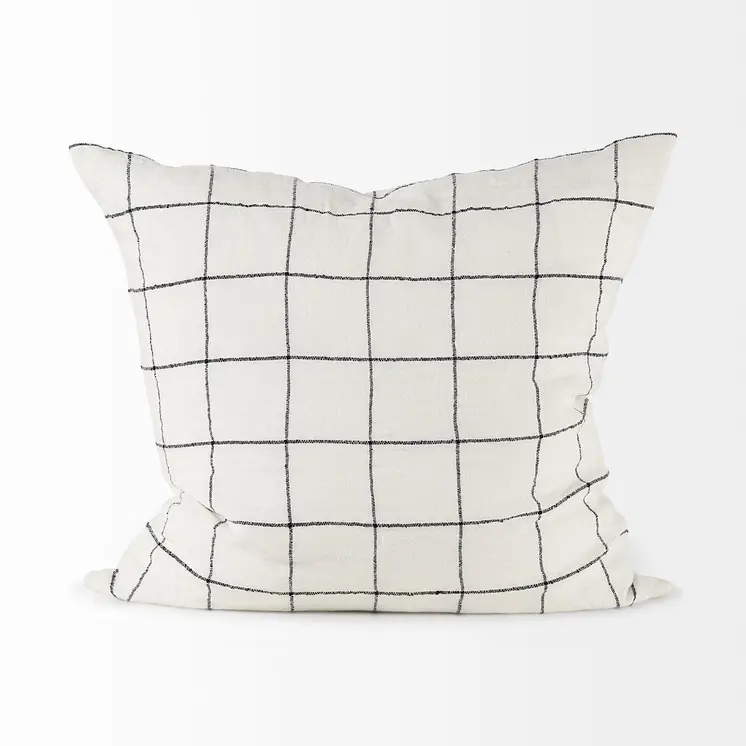 White And Black Grid Square Accent Pillow Cover