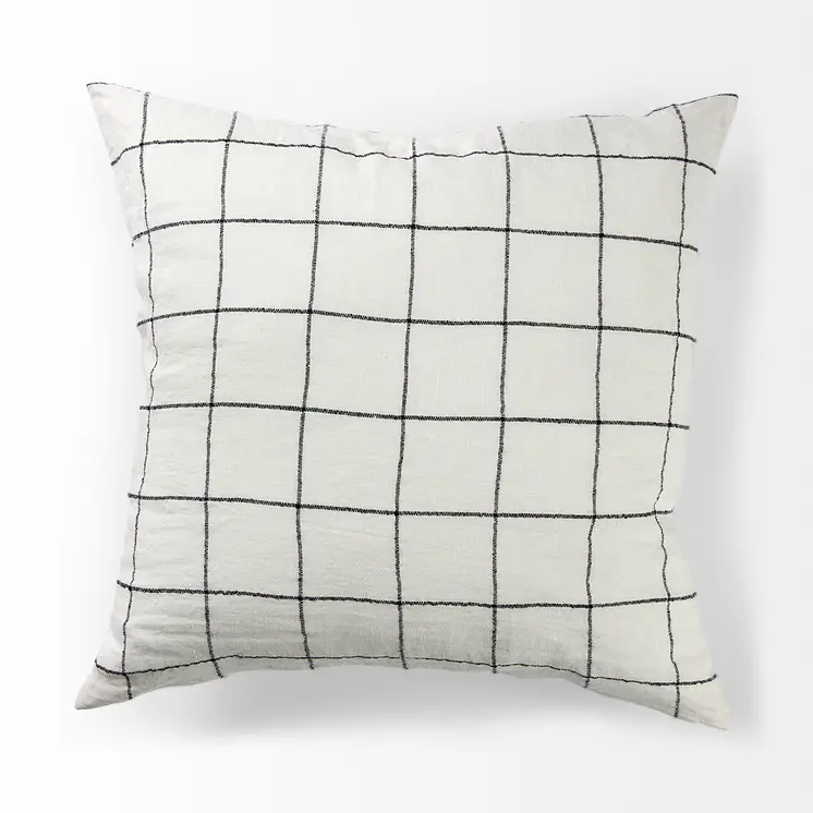 White And Black Grid Square Accent Pillow Cover
