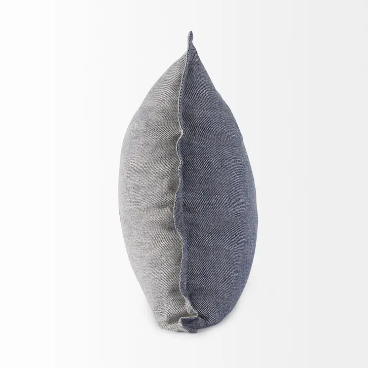 20" Blue And Gray Striped Linen Throw Pillow Cover
