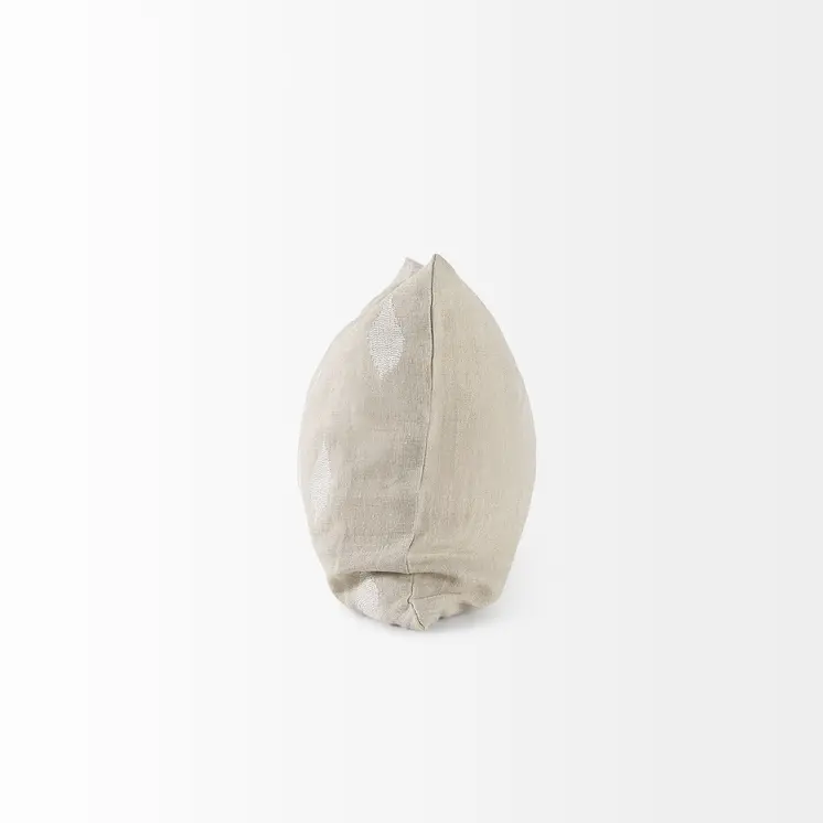 Beige And White Leaf Pattern Lumbar Pillow Cover