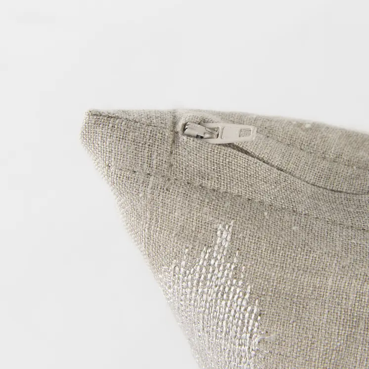 Beige And White Leaf Pattern Lumbar Pillow Cover