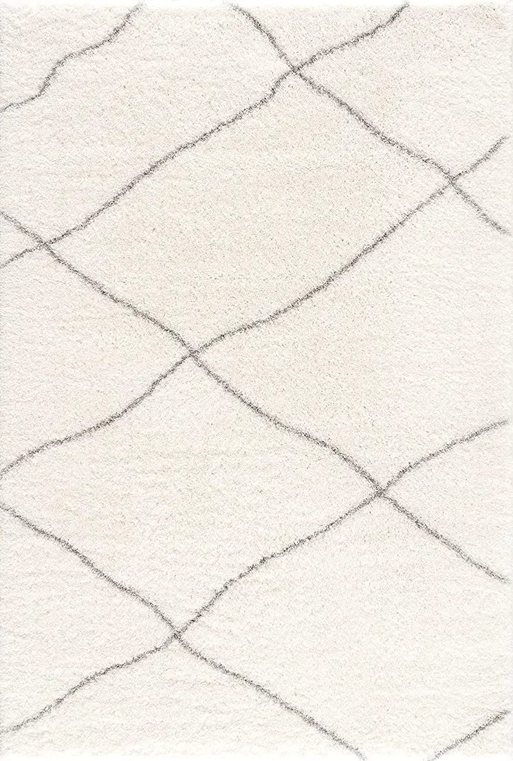 8' X 11' Ivory Modern Uneven Lattice Area Rug