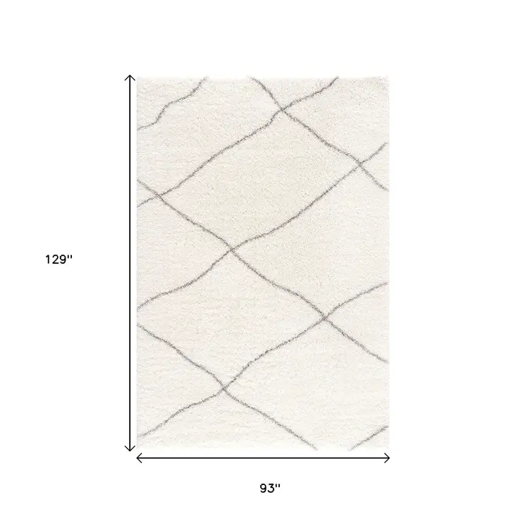 8' X 11' Ivory Modern Uneven Lattice Area Rug