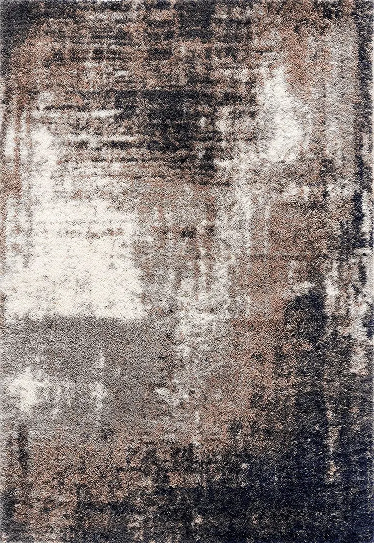 8' X 11' Ivory And Navy Retro Modern Area Rug