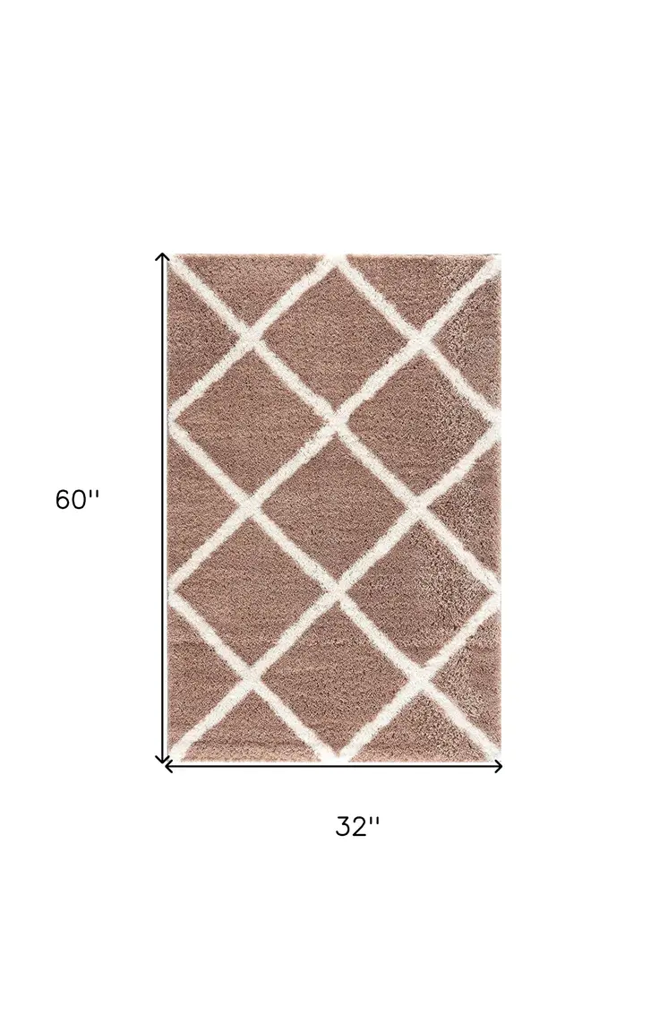 3' X 5' Beige Geometric Area Rug