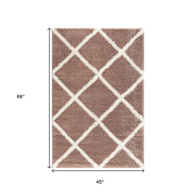 4' X 6' Beige Geometric Area Rug