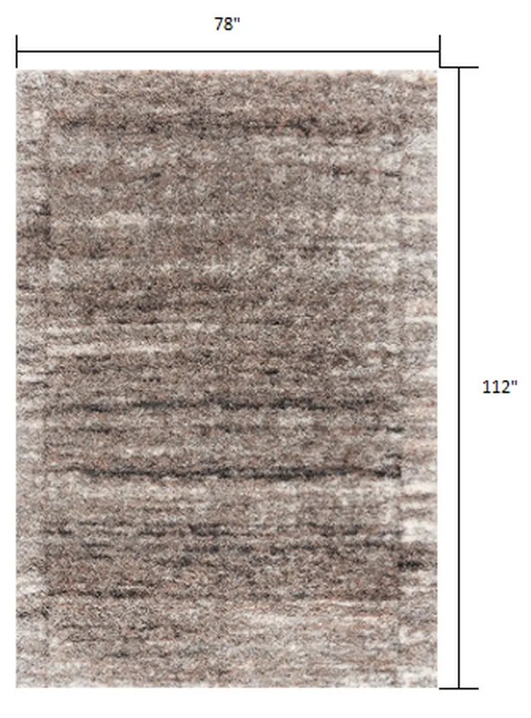 7' X 9' Ivory And Brown Retro Mod Area Rug