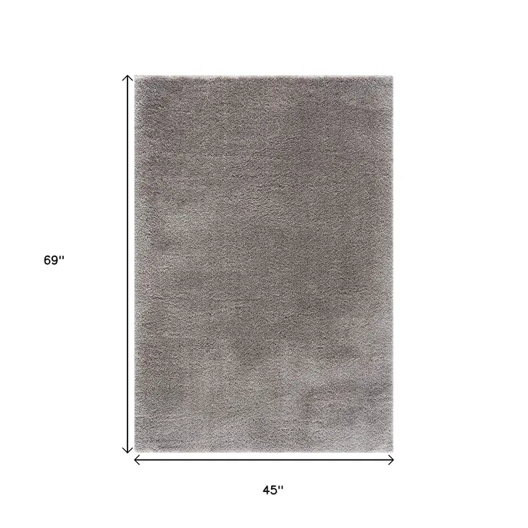 4' X 6' Gray Modern Solid Shag Area Rug