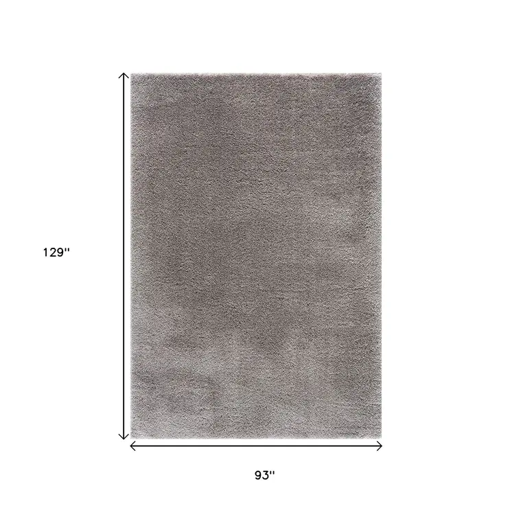 8' X 11' Gray Modern Solid Shag Area Rug