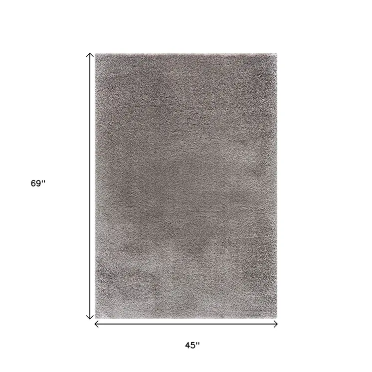 4' X 6' Ivory Modern Solid Shag Area Rug