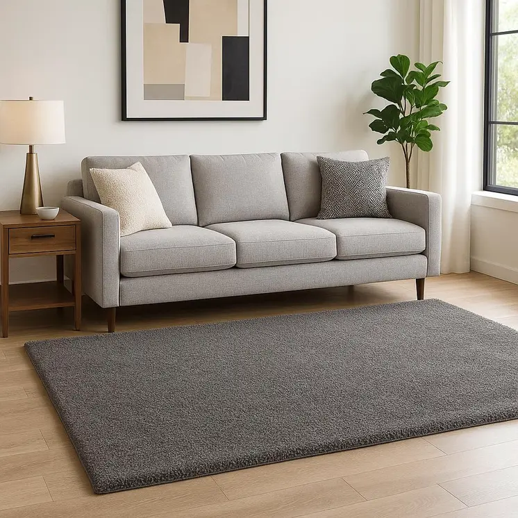 5' X 8' Ivory Modern Solid Shag Area Rug