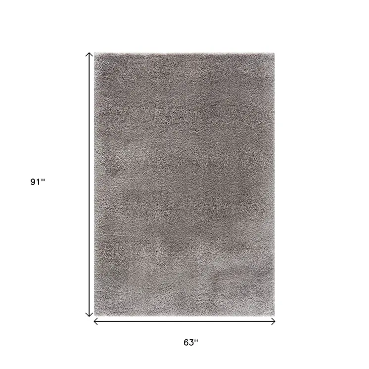 5' X 8' Ivory Modern Solid Shag Area Rug