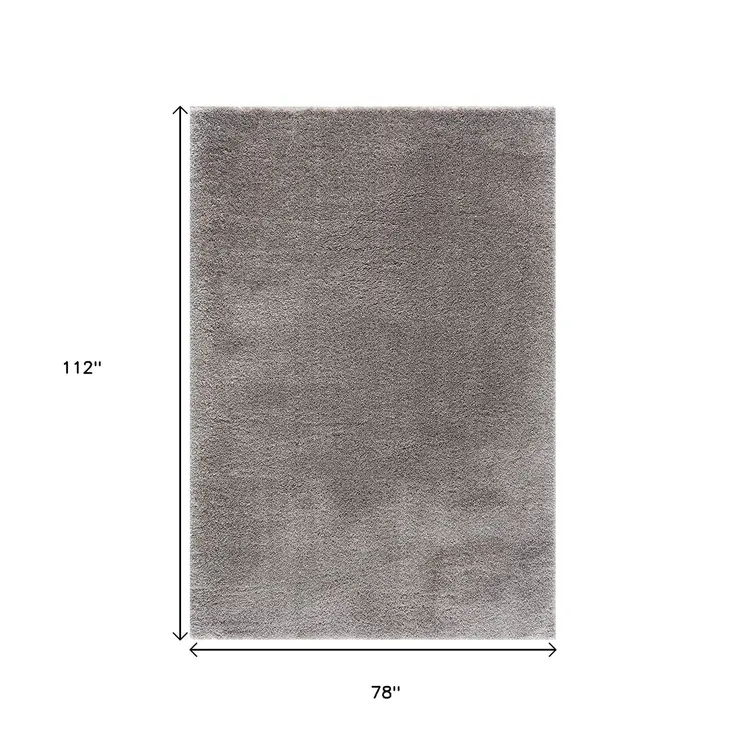 7' X 9' Ivory Modern Solid Shag Area Rug