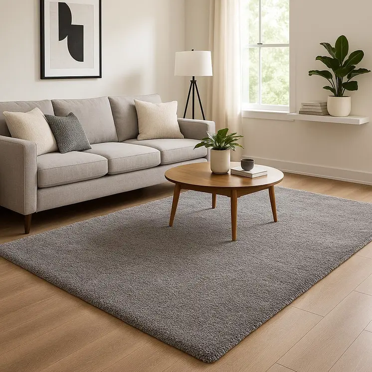 8' X 11' Ivory Modern Solid Shag Area Rug