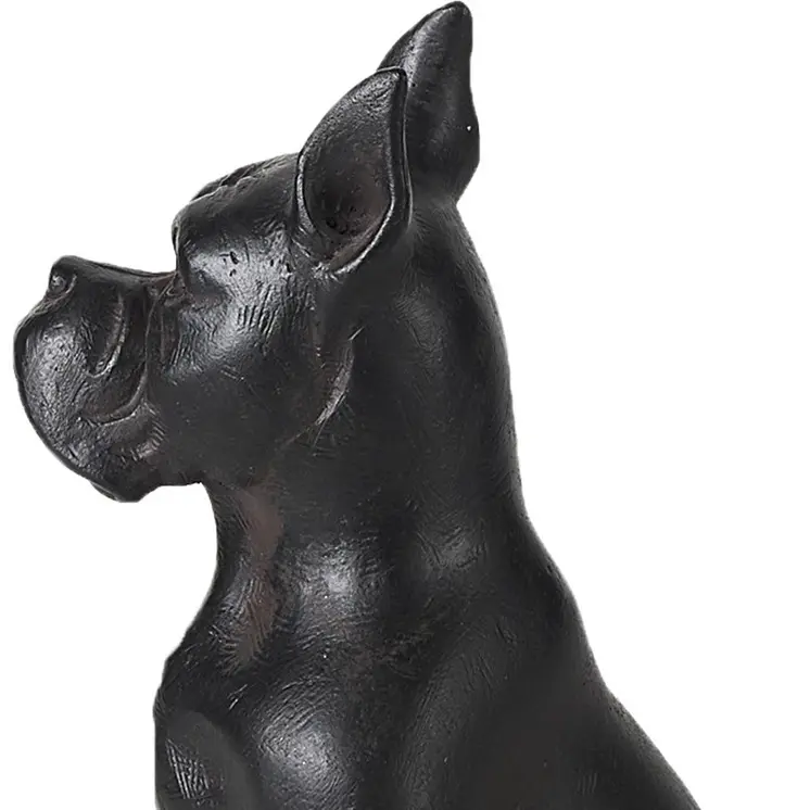 9" Black Resin Bull Dog Tabletop Sculpture