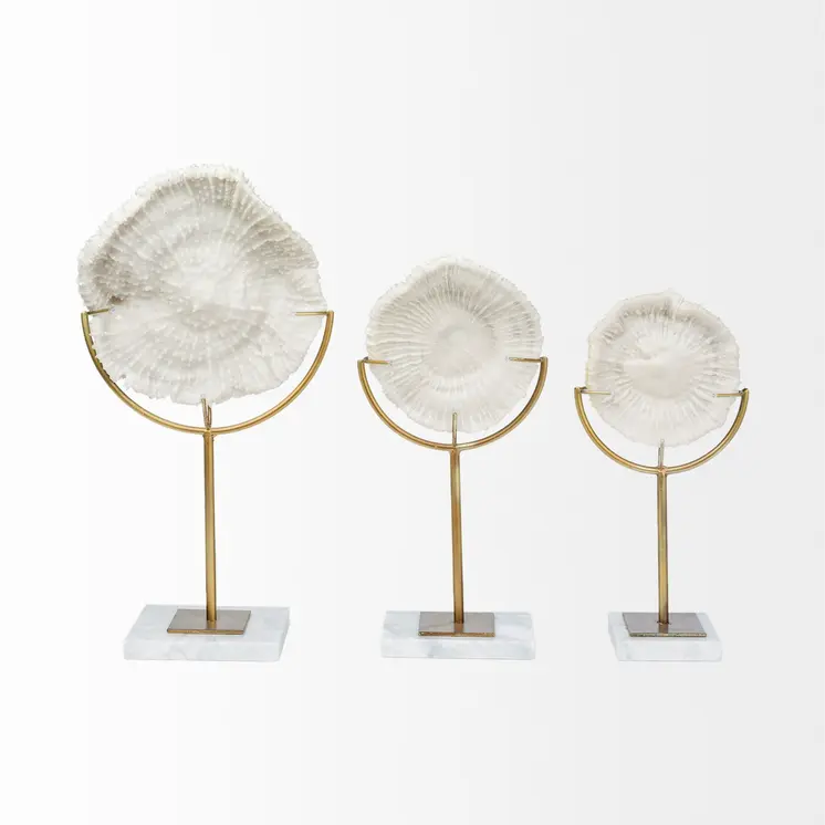Petite White And Gold Coastal Sculpture