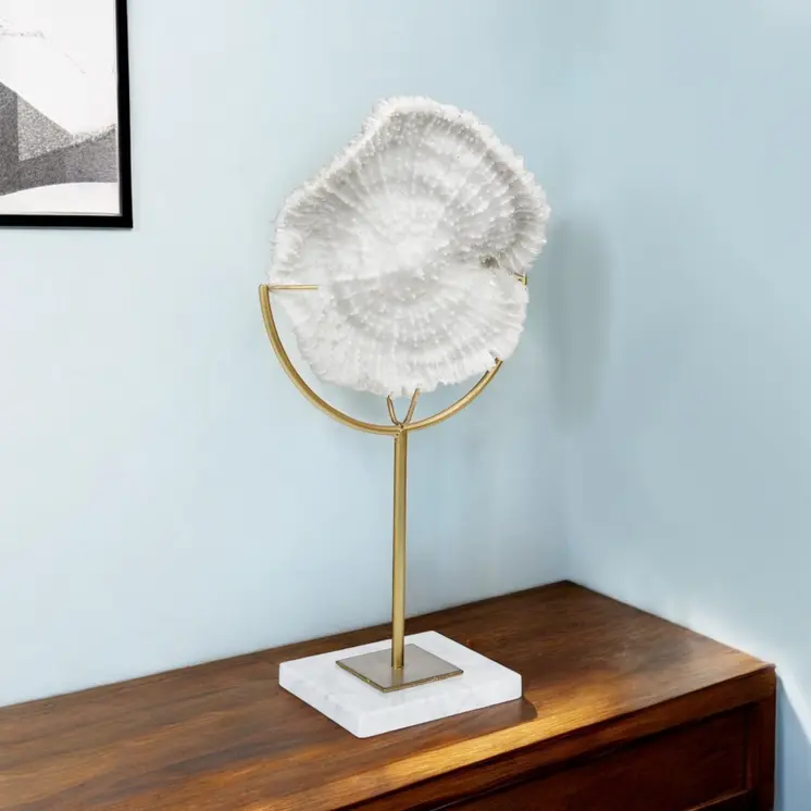 Petite White And Gold Coastal Sculpture