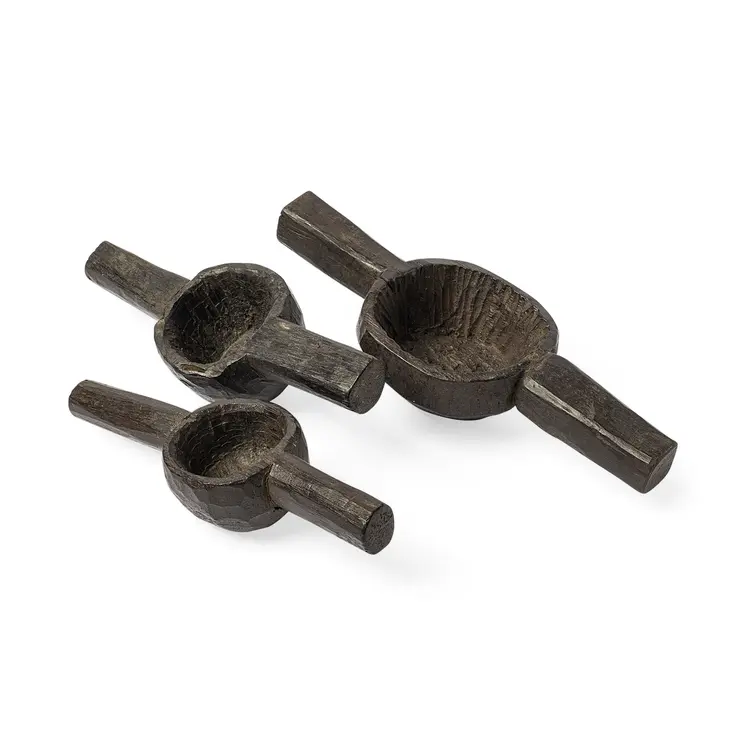 Set of Three 3" Brown Metal Tabletop Sculpture
