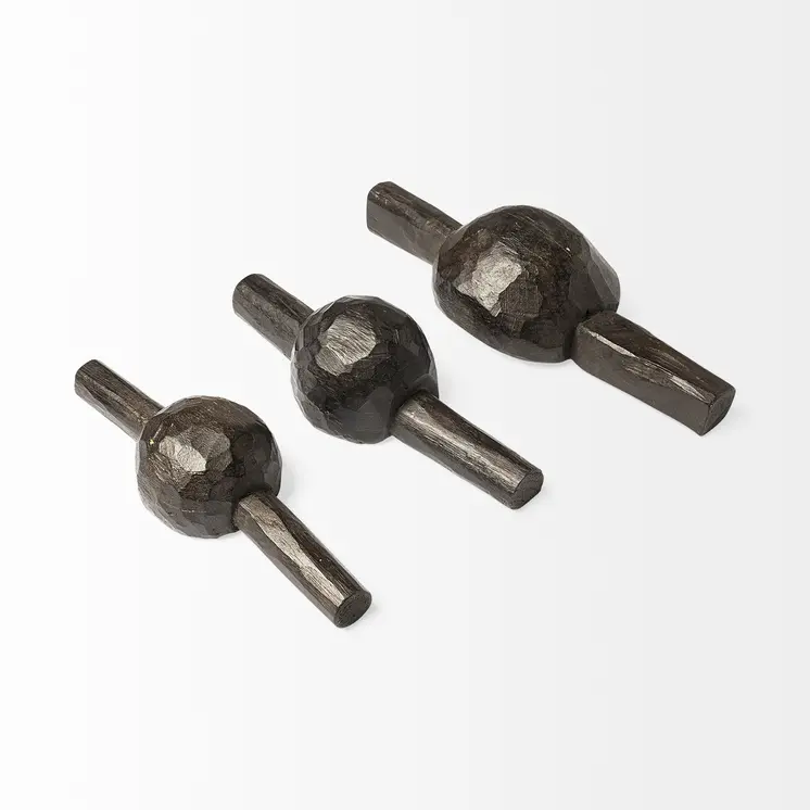 Set of Three 3" Brown Metal Tabletop Sculpture