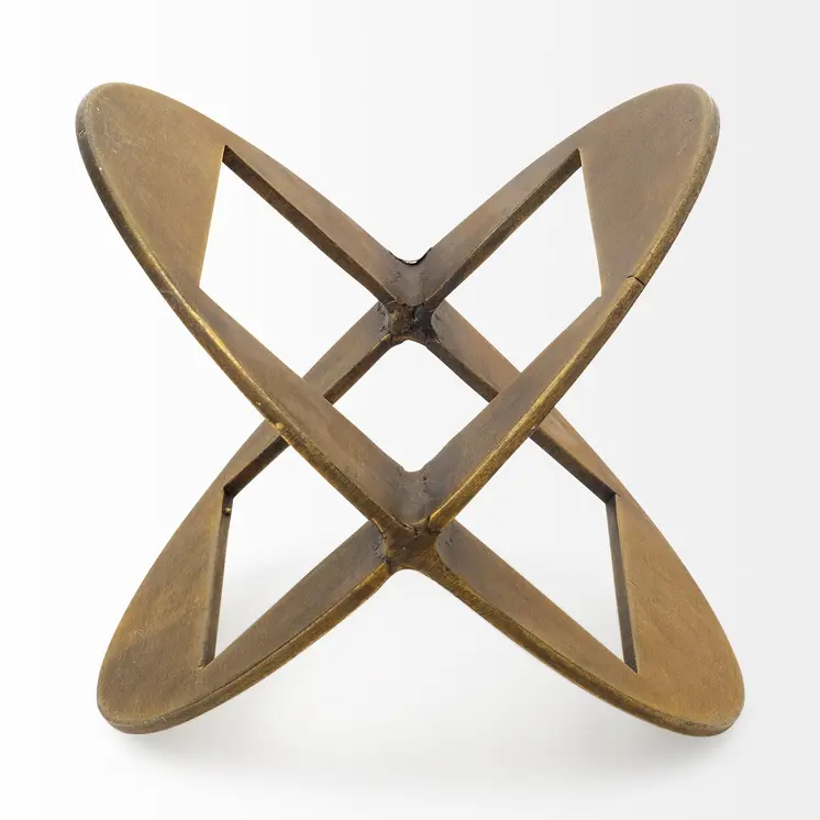 6" Gold Metal Geometric Orb Tabletop Sculpture