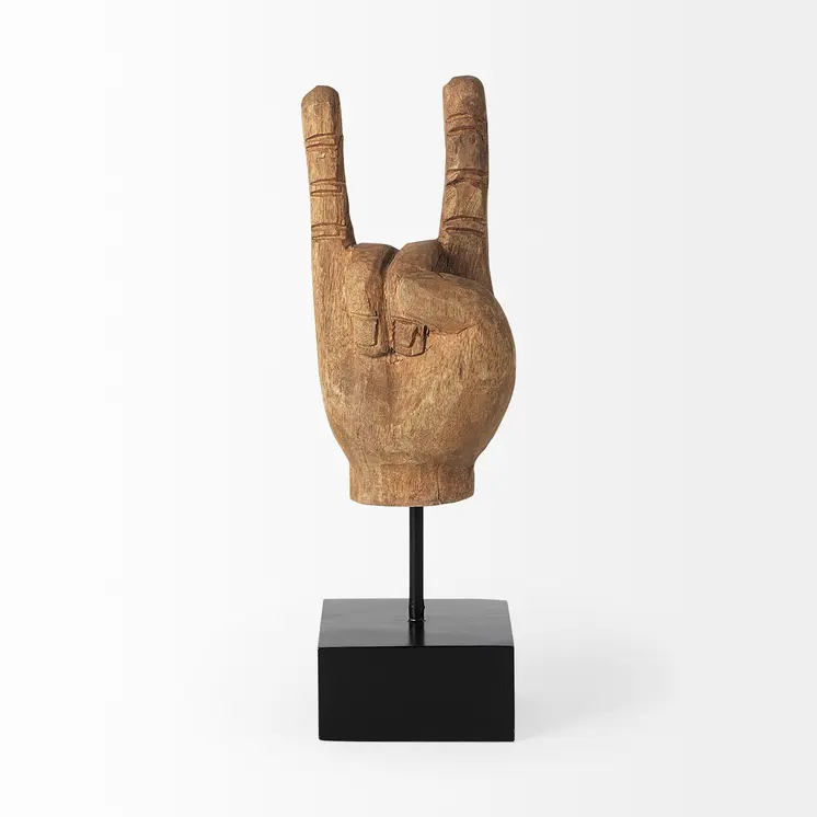13" Brown Metal Hand Tabletop Sculpture
