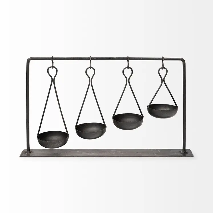 19" Charcoal Metal Vintage Spice Rack Tabletop Sculpture