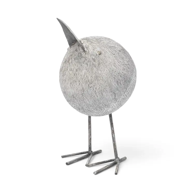 8" Off White Resin And Metal Snipe Bird Tabletop Sculpture