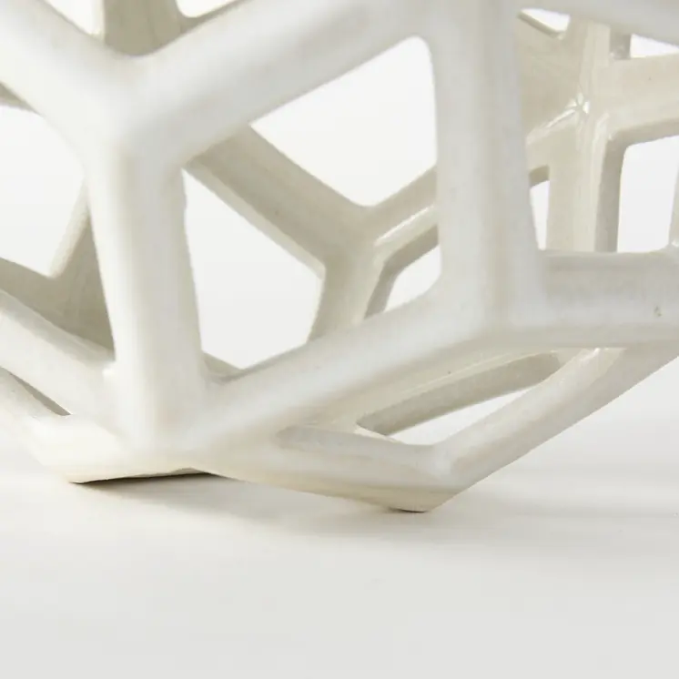7" White Ceramic Decorative Orb Tabletop Sculpture