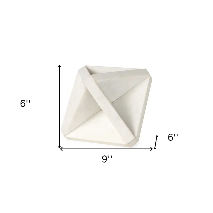 White Marble Geometric Square Sculpture