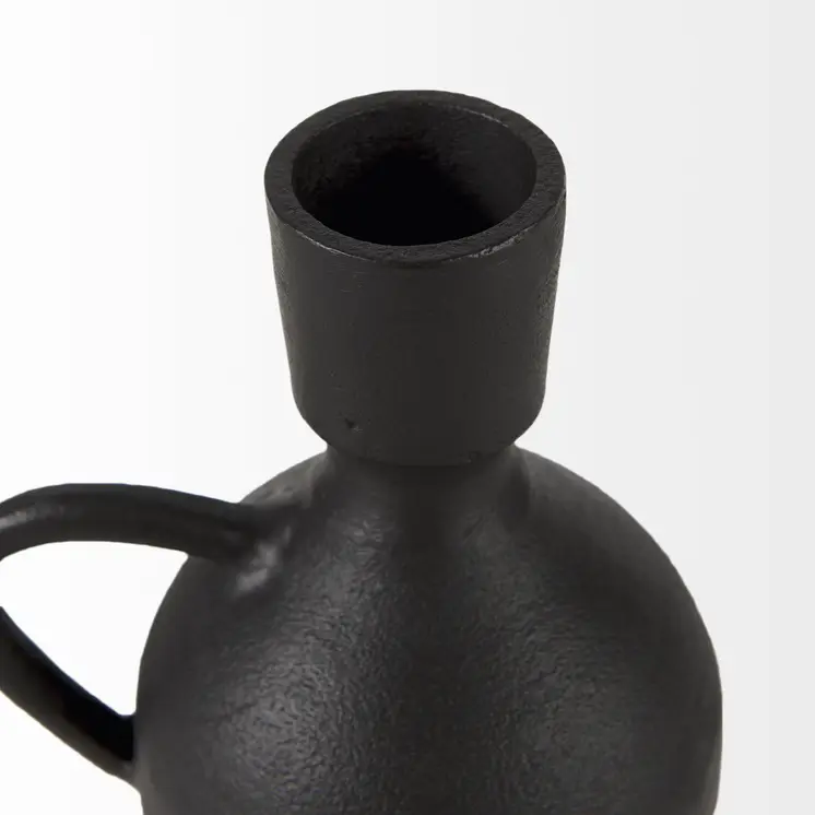 7" Black Ceramic Round Jug Vase