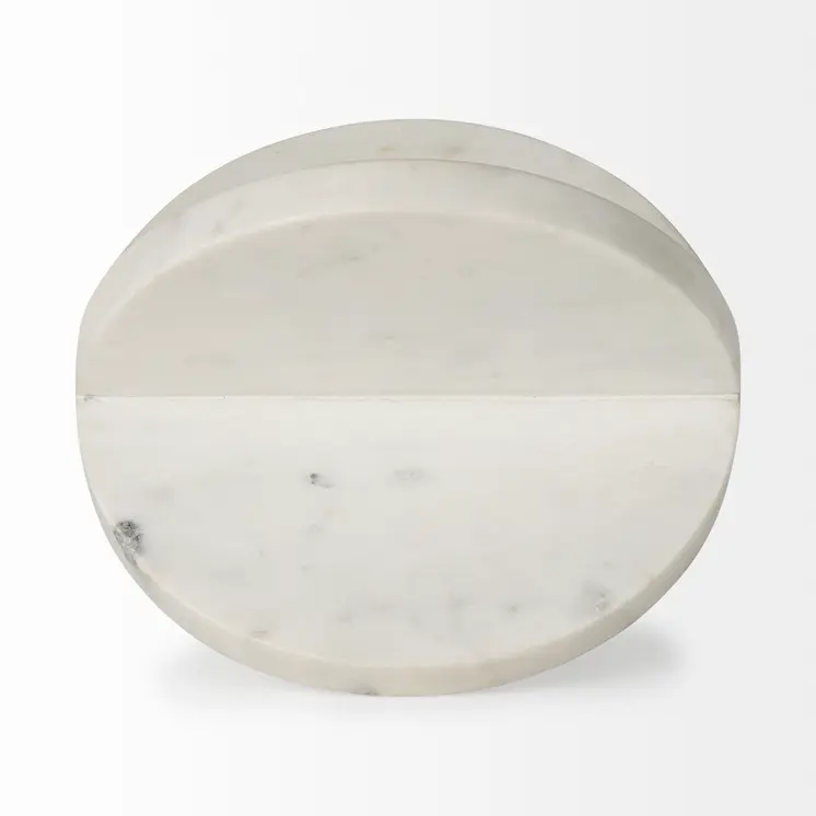 White Marble Geometric Circular Sculpture