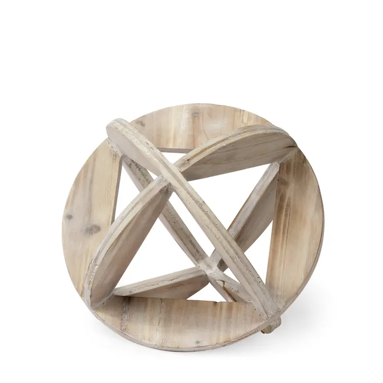 5" Natural Solid Wood Orb Decorative Orb Tabletop Sculpture