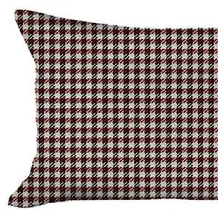 Set Of 4 Red Houndstooth Lumbar Pillow Covers
