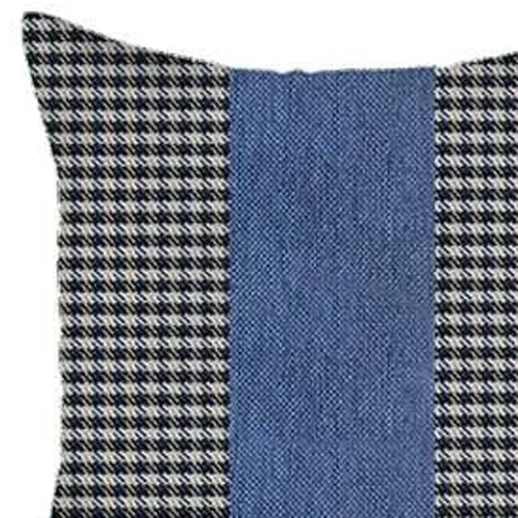 Set Of 4 Blue Houndstooth Pillow Covers