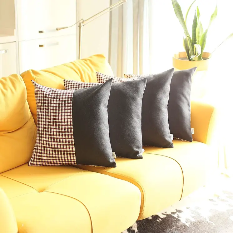 Set of Four 18" Black Throw Pillow Cover