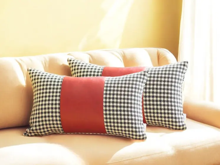 Set of Two 12" X 20" White Fabric Lumbar Throw Pillow Covers