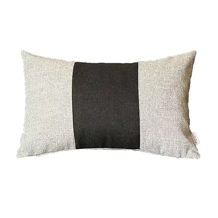 Set Of 2 Gray And Black Lumbar Pillow Covers