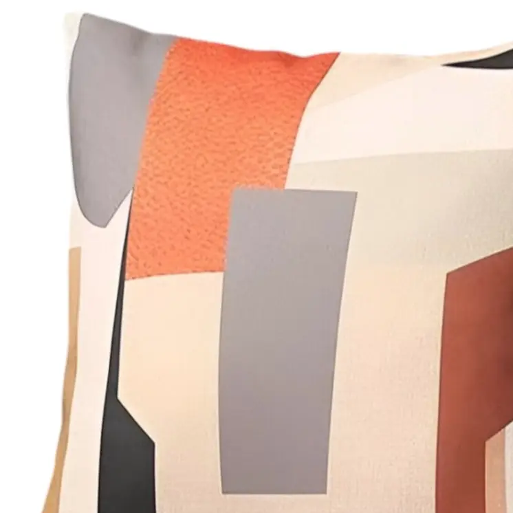 Set of Two 18" X 18" Orange and Ivory Polyester Pillow Cover