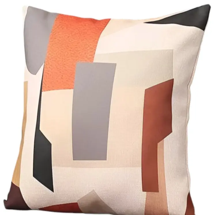 Set of Two 18" X 18" Orange and Ivory Polyester Pillow Cover
