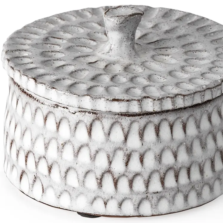 4" Gray Ceramic Hand Painted Decorative Keepsake Box