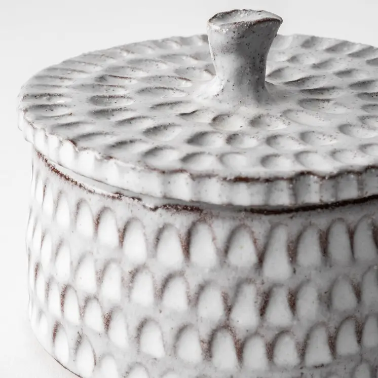4" Gray Ceramic Hand Painted Decorative Keepsake Box