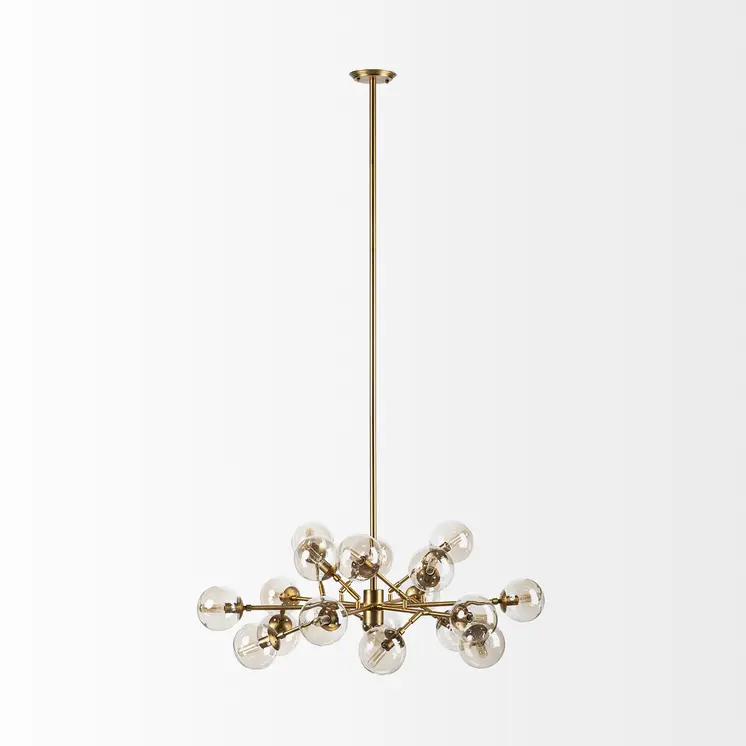 Gold Metal Eighteen Bulb Hanging Chandelier