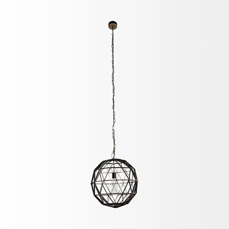 Black Metal Geometric Globe Hanging Light
